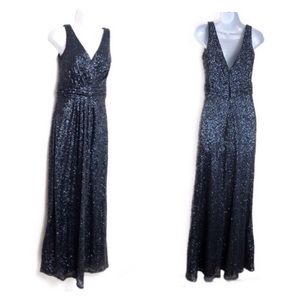 Sorella Vita V-Neck Blue Sequin Sheath Dress 10